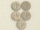 1965-1966-1966-1967-1969 Roosevelt Dimes Coins Have No Mint Marks Lot of #5
