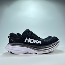 HOKA One One Bondi 8 Black Cushioned Running Shoes 1127952 BWHT Womens Size 7.5B