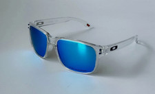 Oakley Holbrook OO9102 Polarized Sunglasses Clear Frame Lake Blue Lens