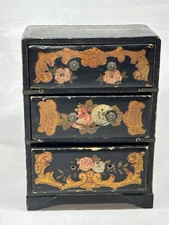 A Miniature hand-painted black lacquerware chest of drawers**FREE SHIPPING**