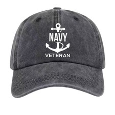 "Navy Veteran" Anchor Print Dad Hat, Adjustable Patriotic Veteran Cap