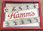 Vintage HAMM'S BEER Framed Mirror 21" x 17" Bar Sign Advertising Sports Bear