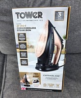 Tower CERAglide 2400W 2-in-1 Cord/Cordless Steam Iron Ceramic Rose Gold