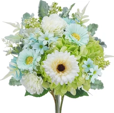 Artificial Green Flowers Hydrangea Fake Carnation Flower Arrangement for Bridal 