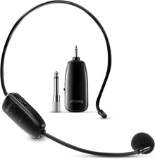 Wireless Microphone Headset, UHF Wireless Headset Mic System, 160Ft Range,1/8...