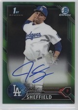 2016 Bowman Draft Chrome Pick Green Refractor 18/99 Jordan Sheffield Auto 2x6