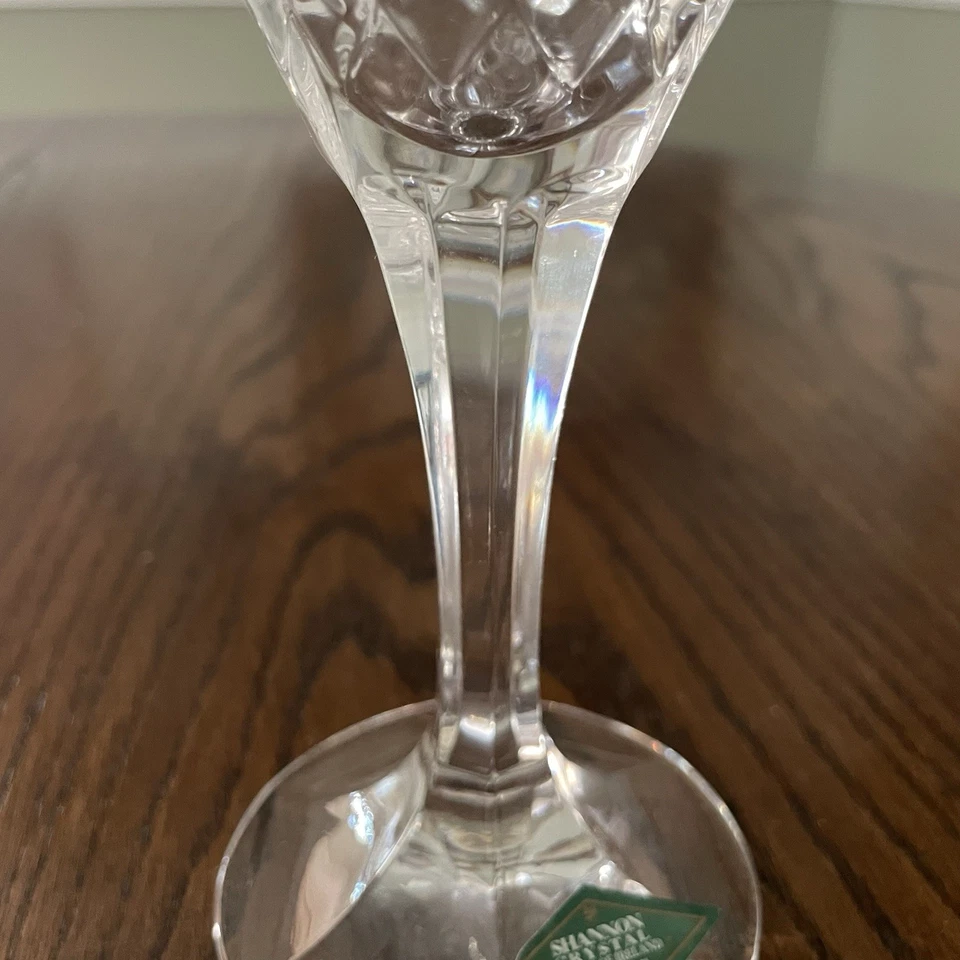 8 Shannon 24% Lead Crystal Ireland Wine Glass Set Etched Wheat Flower Stephanie - Image 3 of 4