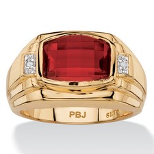 Men's 2.77 TCW Created Red Ruby and Diamond Accent 18k Gold-Plated Ring