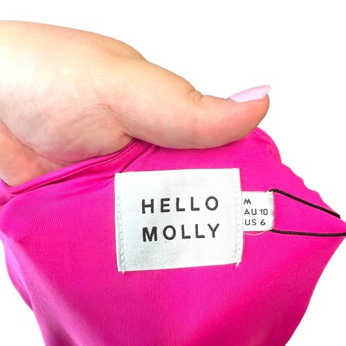 NWT Hello Molly Changed My Name Dress Hot Pink One Shoulder Ruched Size US 6 - Picture 7 of 11