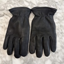 Genuine Deerskin Black Leather Gloves Men  s Large Fleece Lined Made In USA