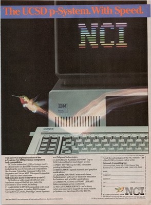 NCI UCSD p-System IBM PC Print Ad Vintage 1983 Computer Software