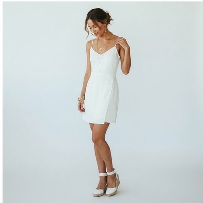 French Connection Whisper Mini Envelope Dress Size 4 White Adjustable Straps NEW