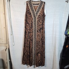 Soft Surroundings Ikaria Dress Sable 1X Maxi Sleeveless Boho Tribal Print NWT