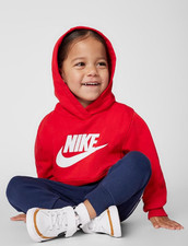 Nike Kids' Sportswear Red/White Club Fleece Pullover Hoodie Size 3T, NEW 198