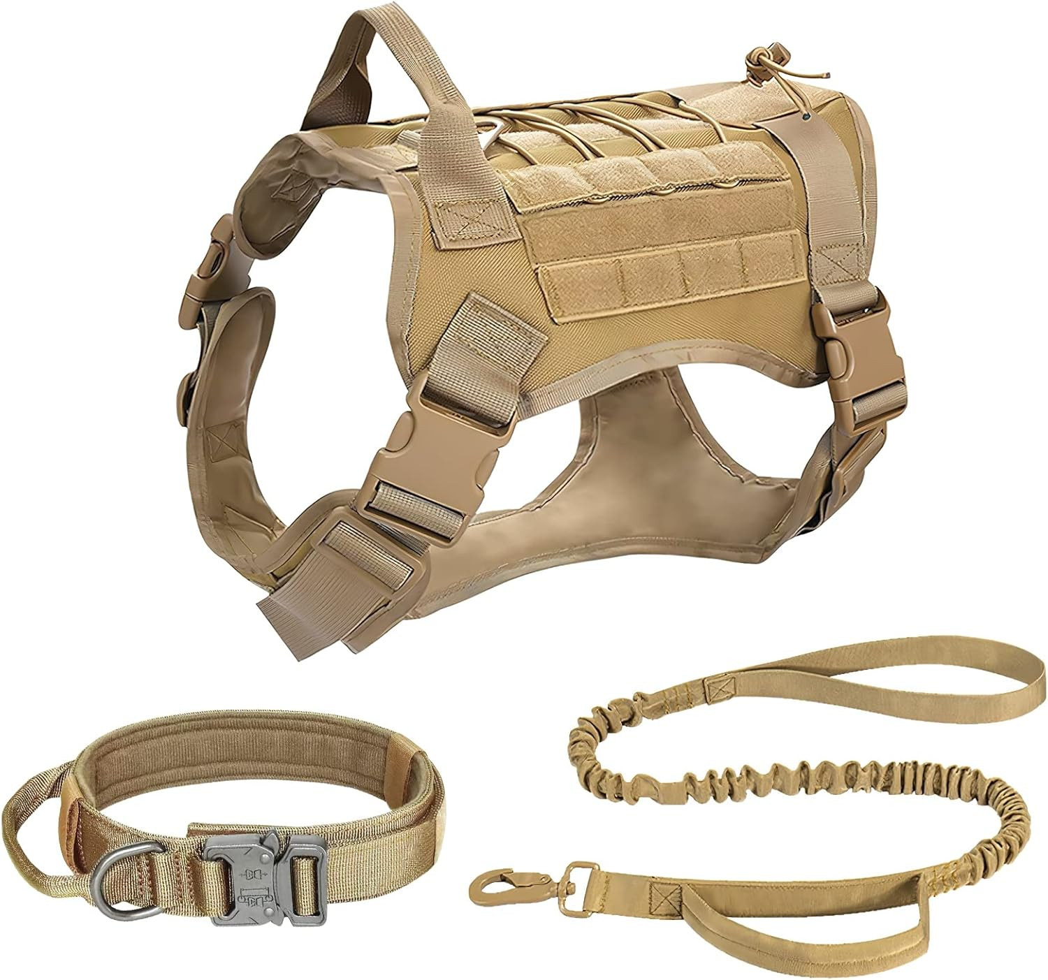 Set Imbracatura Tattica per Cani K9 con Collare e Guinzaglio Nylon Militare