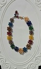 Lovely Vtg Artisan Beaded Floral Statement Necklace Colorful Glass Bead Flowers  — photo 3