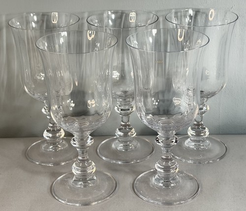 Set of 5 Mikasa French Countryside Crystal Clear Water Goblets 7 1/2" Tall