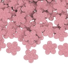 100 Pcs Glitter Foam Stickers Flower Shapes Craft Foam Stickers, Pink
