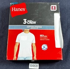 Hanes Mens Crew T-Shirts 3 Pack White Cotton Stretch Tagless Size S New 0468