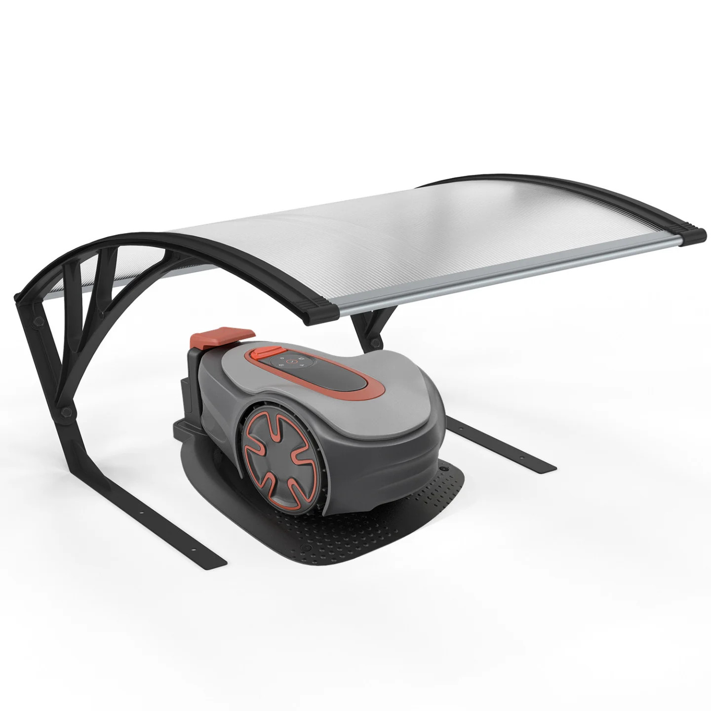 Abri robot tondeuse gris anthracite pour préserver l'esthétique du jardin
