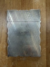 Antique English Sterling Silver Hand Engraved Card Case Mono