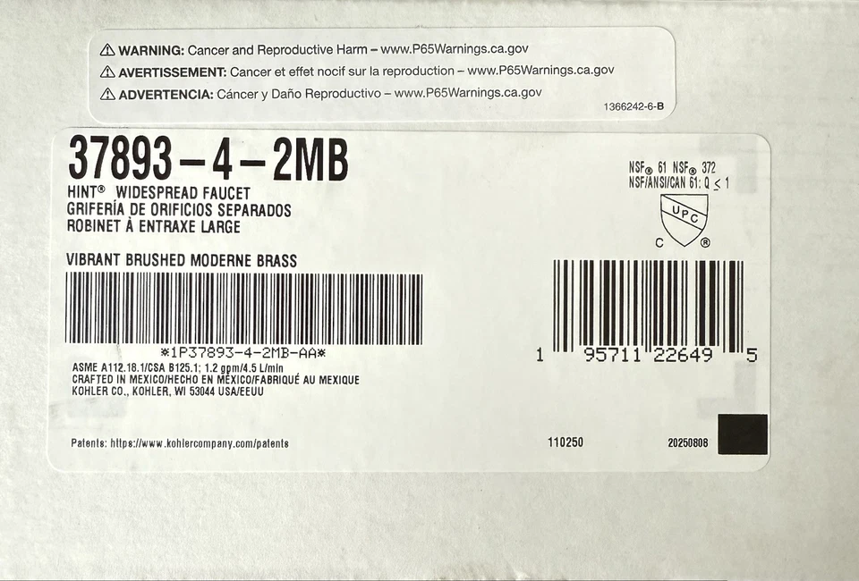 KOHLER Hint® Grifo de lavabo de baño amplio, 1,2 gpm K-37893-4-2 MB Foto 2 de 4