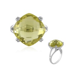 Cavill Ouro Verde Quarz Ring Antiker Kissen Schliff 11,05ct 925 Silber Platin-