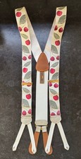 VTG Limited Edition Trafalgar Silk  Leather Braces Cerise cherry Design Rare