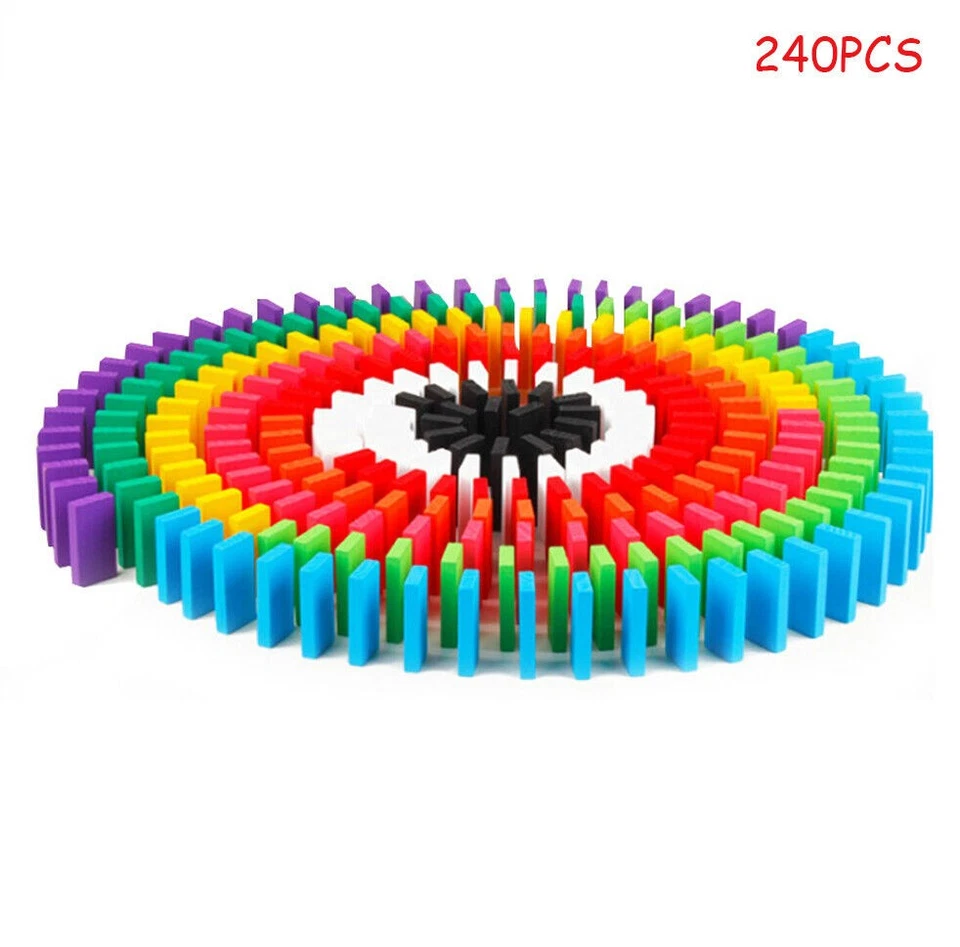 480/960pcs Wooden Domino Block Tiles Tumbling Dominoes Knock Down Toys Gift - Image 2 of 4