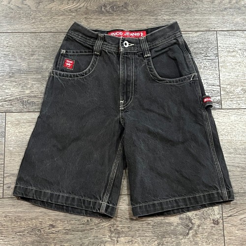 Vintage Y2K JNCO Black Denim Carpenter Jorts Red Crown Logo - Kids 8 Women's XXS