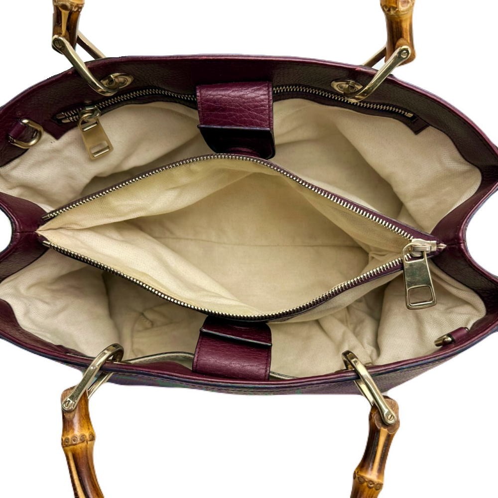 Gucci Bamboo Shopper Tote Bag Leather Bordeaux View 2