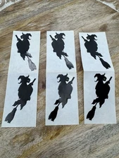 6 Vtg Mrs Grossman's Flying Witch Stickers Left & Right Facing Halloween Broom