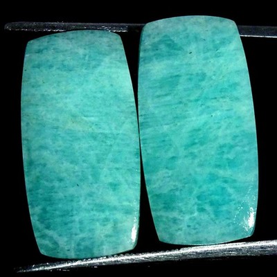 18.00Cts Natural Amazonite Cabochon Loose Gemstone Pair  11x21x4mm Cushion