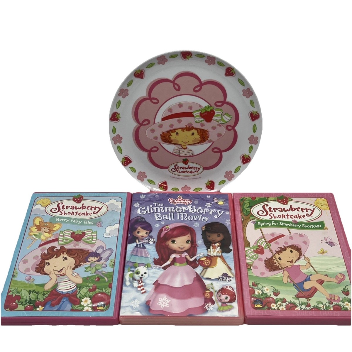 Strawberry Shortcake Vintage 3 DVD & Dish Plate Lot Set Fairy