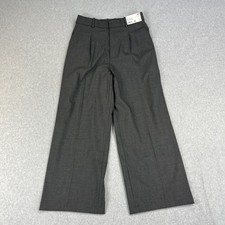Uniqlo Womens Gray Plaid Pleated High Rise Wide Leg Trousers Dress Pants Size M
