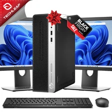 HP Desktop Computer PC i7, up to 32GB RAM, 4TB SSD, Dual 24" LCDs, Windows 11