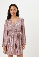 RIVER ISLAND Pink Sequin Mini Party Evening Occasion Dress Size 12 VGC