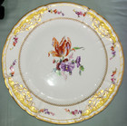 KPM Potsdam Rocaille serving / cake plate, flowers yellow border gilt leaves — photo 10