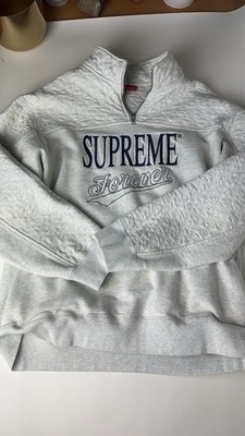 Supreme Forever Quilted Hooded 1/4 Zip Mock Neck Sweatshirt Gray