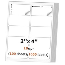 1000 2"x 4" Address Labels White Self Adhesive Sticker Labels 10 Up 100 Sheets