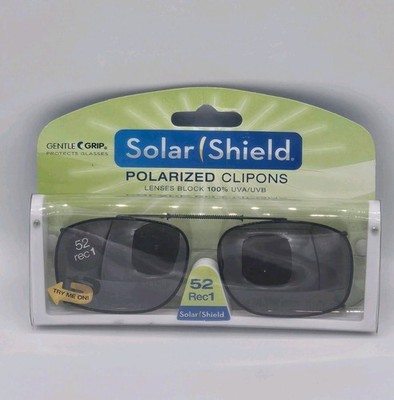 Solar Shield Polarized ClipOns  Gentle Grip  52 Rec1 Amber Brown Lenses  UVA/UVB