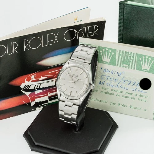 Men's Rolex OP Air King 34mm Watch Ref.5500 Silver Dial w/Papers #W258688-1