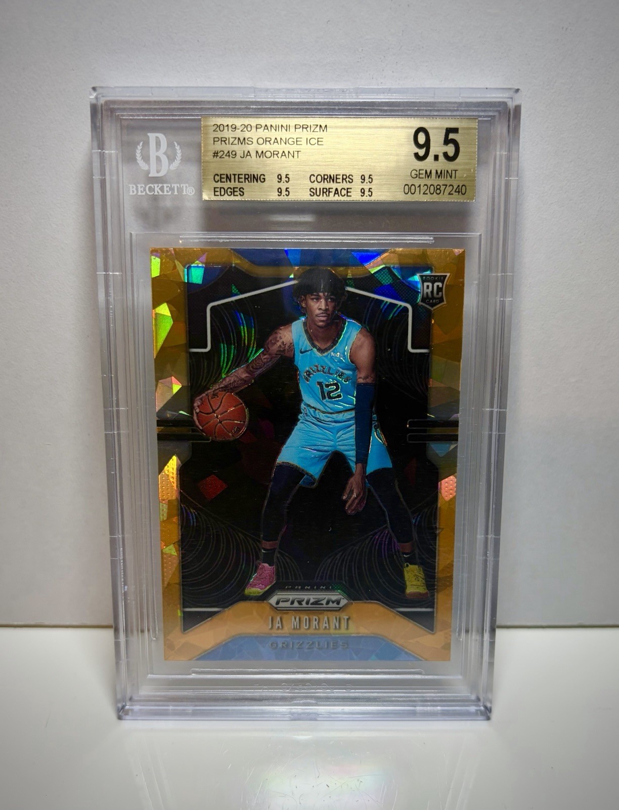 2019 Panini Prizm Orange Ice JA MORANT #249 Rookie RC BGS 9.5 True Gem Mint
