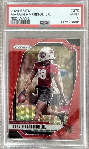 2024 Panini Prizm Marvin Harrison Jr. #375 Red Wave RC /149 PSA 9 Color Match
