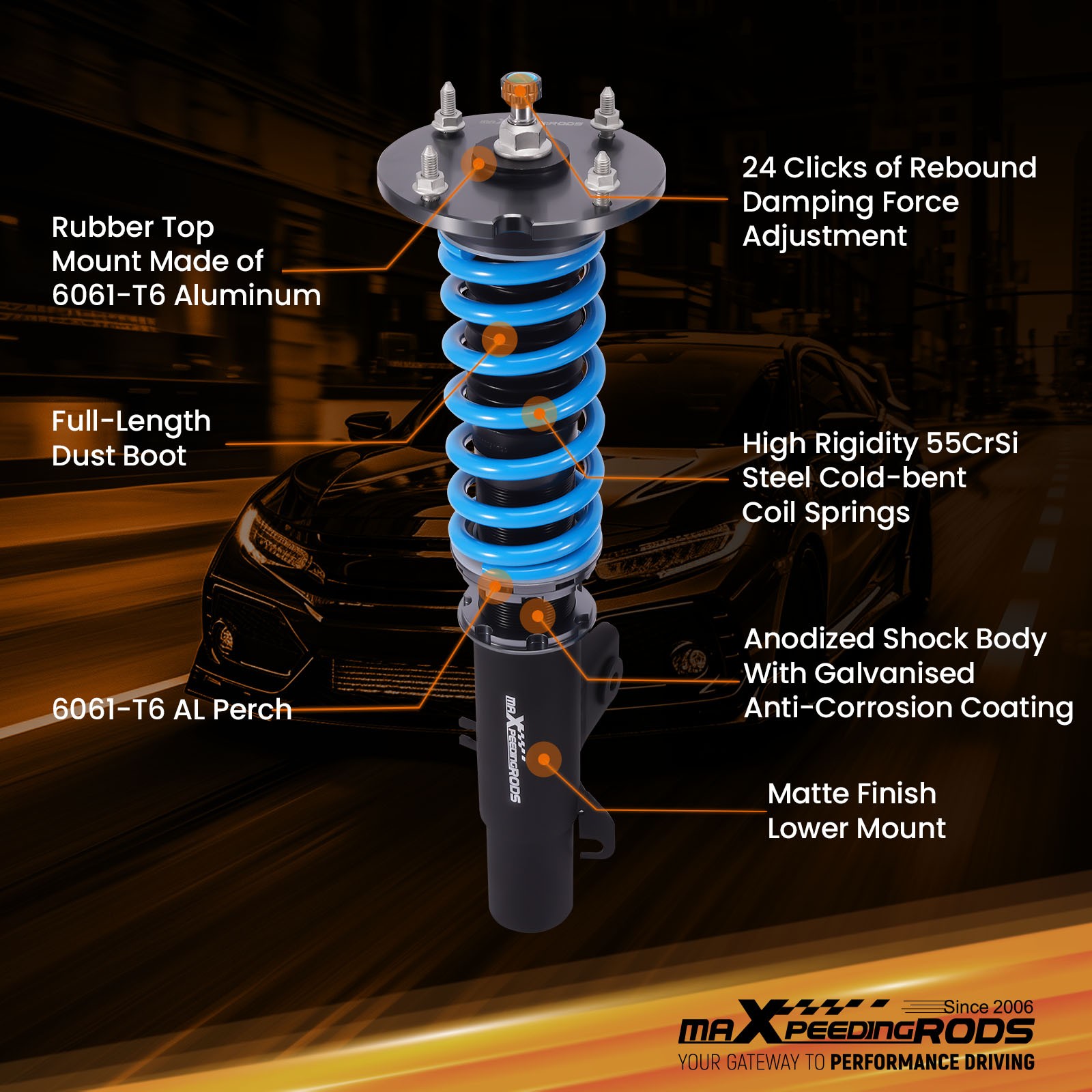 MaXpeedingrods T6 Coilovers Suspension Lowering Kit For Ford Flex 2009-2012