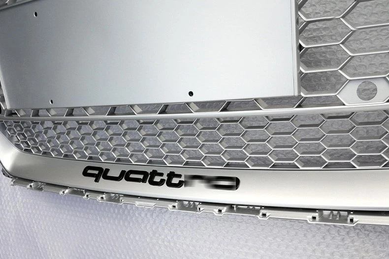 Para Audi TT TTS 2015-2018 TTRS Estilo Anillo Plateado Panal Parachoques Delantero Parrilla Foto 2 de 3