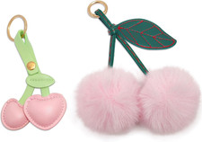 Cherry Bag Charms,Cute Purse Keychain,Key Chains Women Cute,Car Keyrings Leather