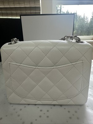Chanel Series 10 White Leather Mini Square Flap Bag With SHW | eBay