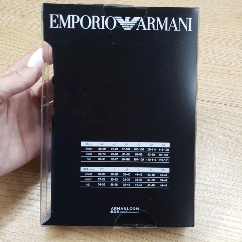 Calzoncillos boxer EMPORIO ARMANI para hombre medianos negros algodón elástico logotipo Foto 3 de 4