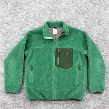 Patagonia Classic Retro X Jacket Kids L Kelly Green Deep Pile Fleece Full Zip